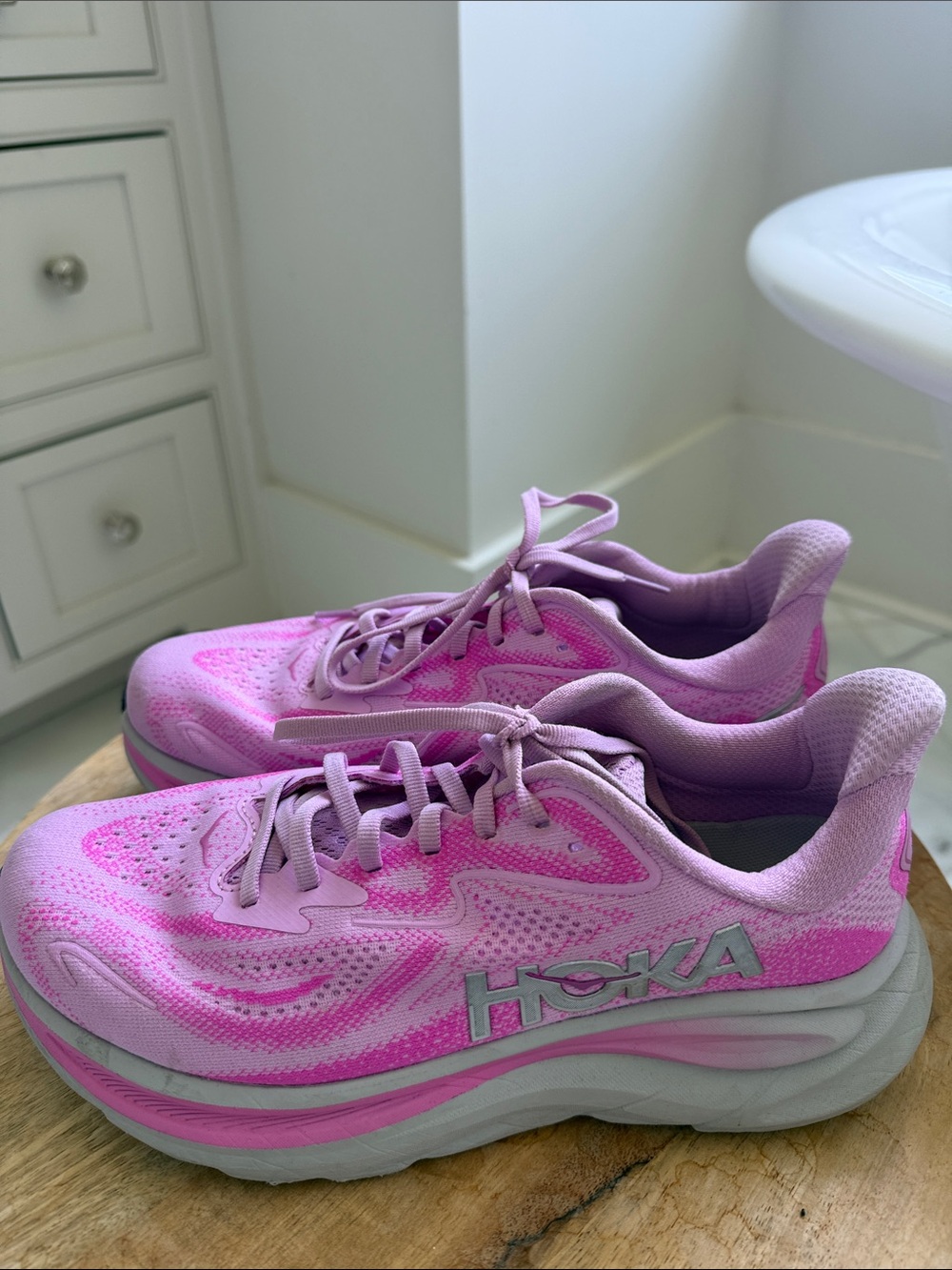 Hoka Light Pink Women's Running Sneakers - Breathable Cushioning - Picture 2 of 6